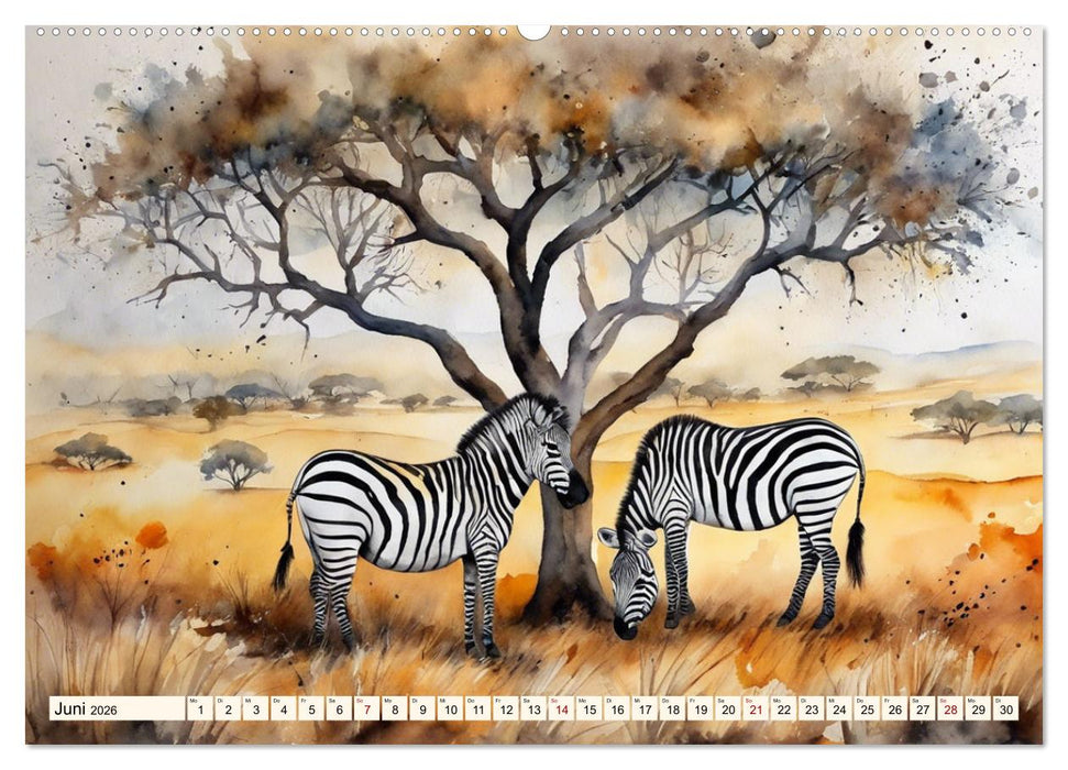 Zauberhafte Aquarelle von Afrikas Tierwelt (CALVENDO Premium Wandkalender 2026)