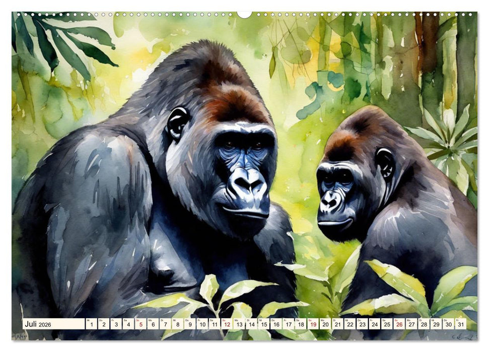 Zauberhafte Aquarelle von Afrikas Tierwelt (CALVENDO Premium Wandkalender 2026)
