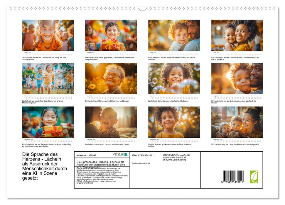 Die Sprache des Herzens - Lächeln als Ausdruck der Menschlichkeit durch eine KI in Szene gesetzt (CALVENDO Premium Wandkalender 2026)