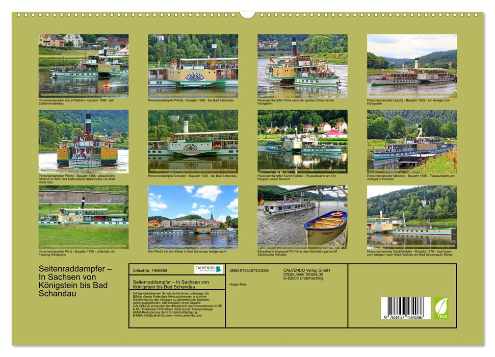 Seitenraddampfer – In Sachsen von Königstein bis Bad Schandau (CALVENDO Premium Wandkalender 2026)