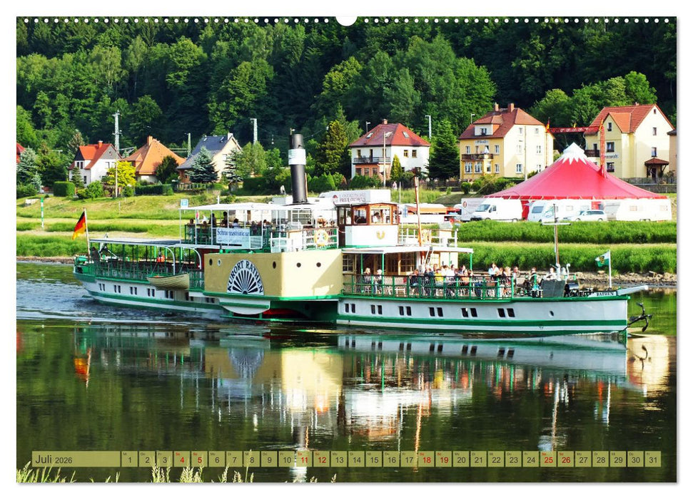 Seitenraddampfer – In Sachsen von Königstein bis Bad Schandau (CALVENDO Premium Wandkalender 2026)