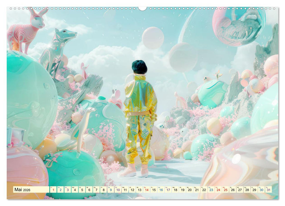 Figuren in einer bunten Welt - Im Anime-Stil (CALVENDO Wandkalender 2026)