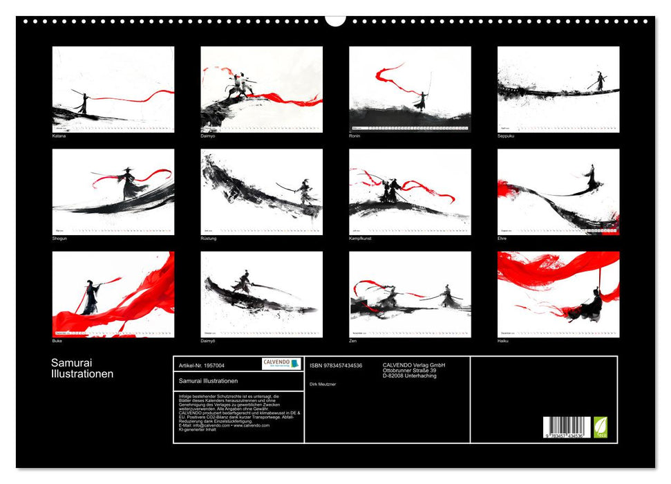 Samurai Illustrationen (CALVENDO Wandkalender 2026)