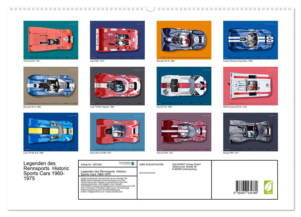 Legenden des Rennsports Historic Sports Cars 1960-1975 (CALVENDO Premium Wandkalender 2026)
