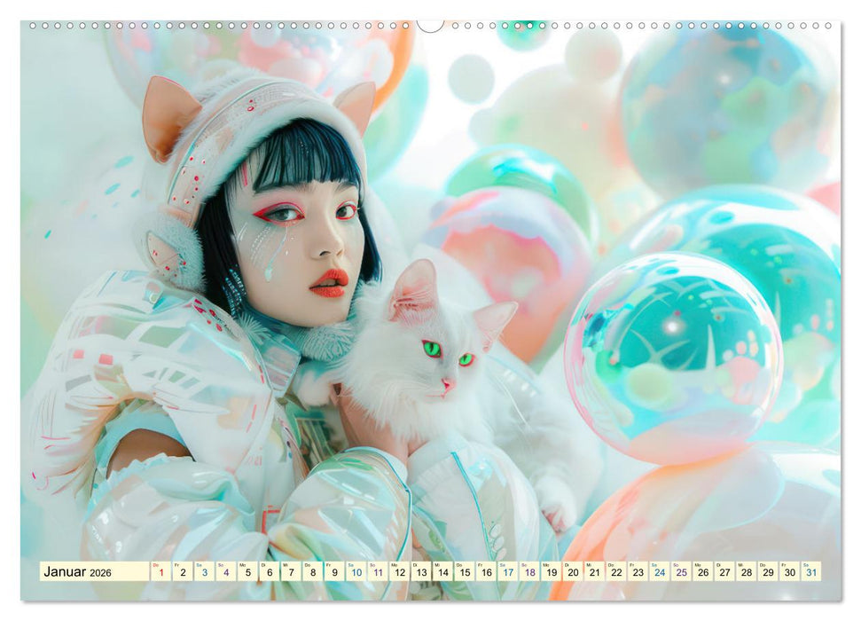 Figuren in einer bunten Welt - Im Anime-Stil (CALVENDO Premium Wandkalender 2026)