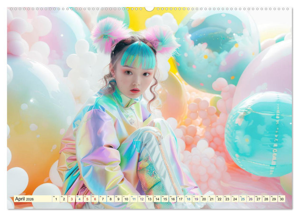 Figuren in einer bunten Welt - Im Anime-Stil (CALVENDO Premium Wandkalender 2026)