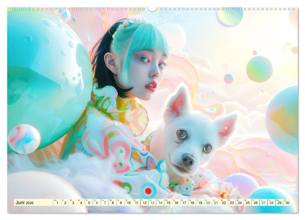 Figuren in einer bunten Welt - Im Anime-Stil (CALVENDO Premium Wandkalender 2026)