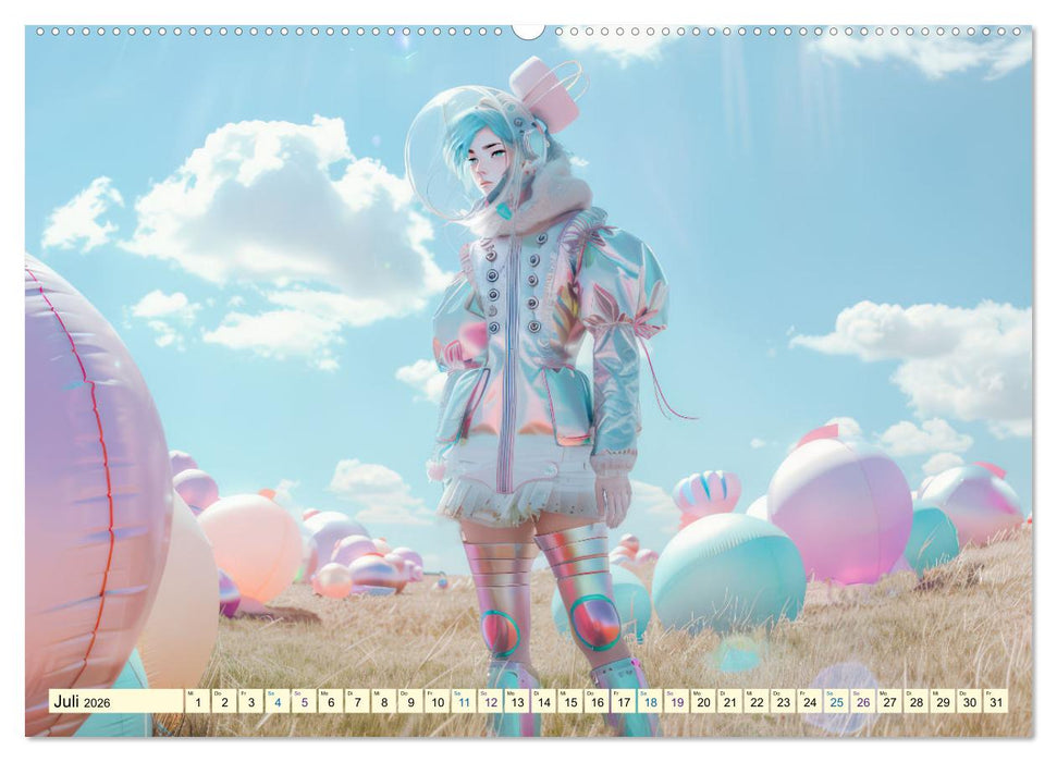 Figuren in einer bunten Welt - Im Anime-Stil (CALVENDO Premium Wandkalender 2026)
