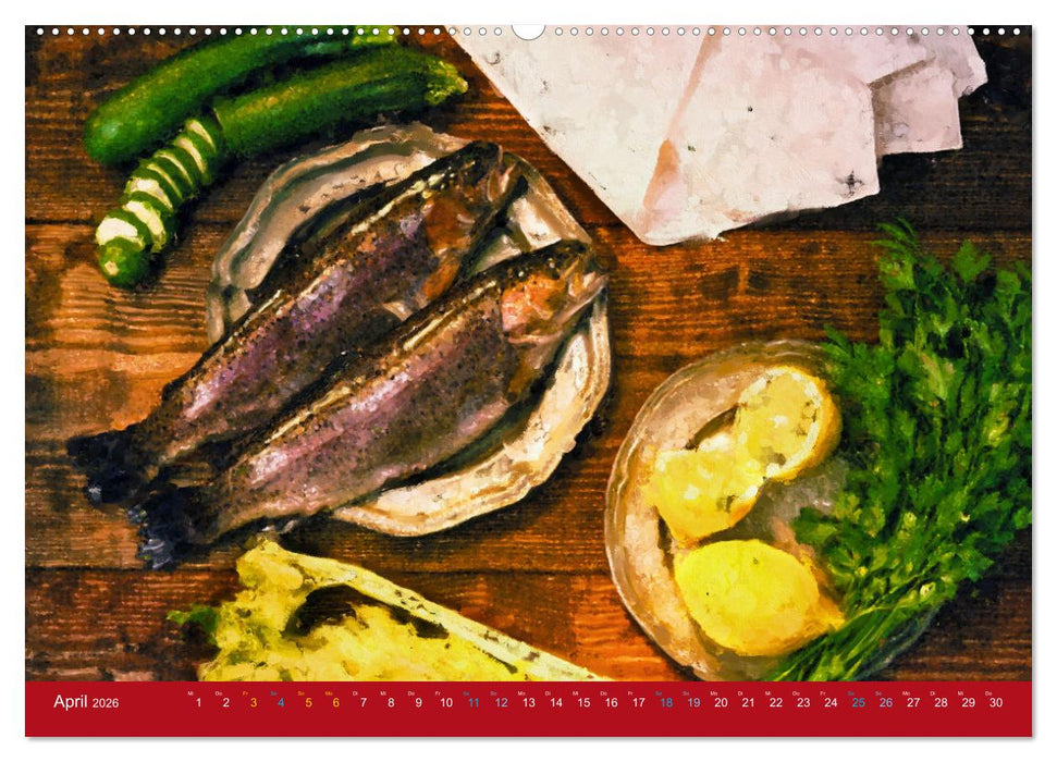 Meeresfrüchte - Gemalte Stillleben aus Poseidons Reich (CALVENDO Premium Wandkalender 2026)