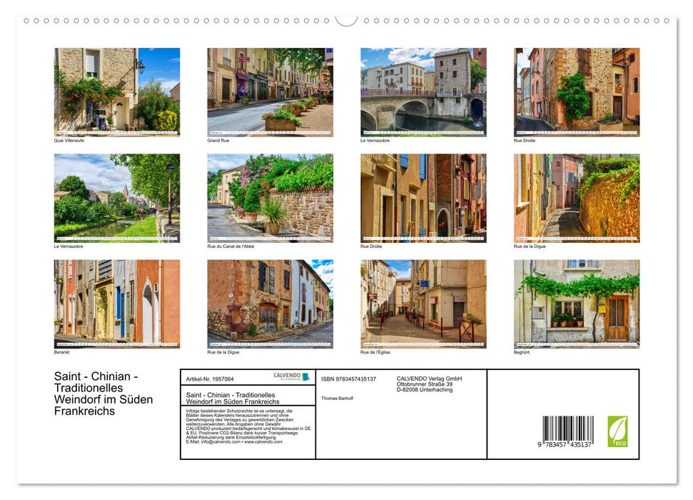 Saint - Chinian - Traditionelles Weindorf im Süden Frankreichs (CALVENDO Premium Wandkalender 2026)