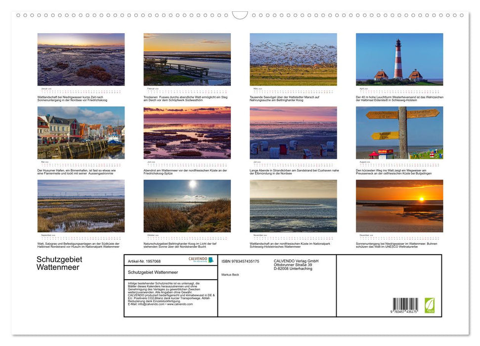 Schutzgebiet Wattenmeer (CALVENDO Wandkalender 2026)