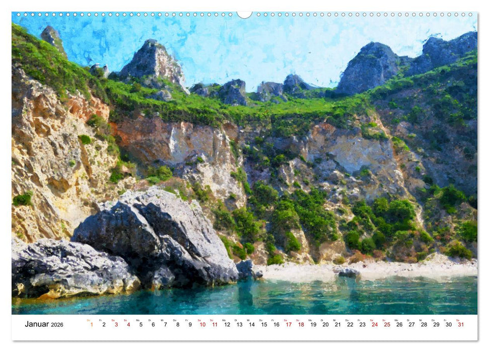 Grüne Insel Korfu - Städte und Landschaften der griechischen Insel (CALVENDO Wandkalender 2026)