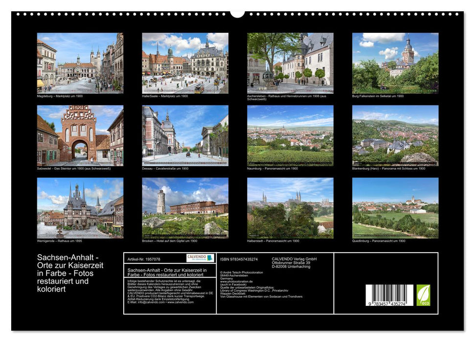 Sachsen-Anhalt - Orte zur Kaiserzeit in Farbe - Fotos restauriert und koloriert (CALVENDO Premium Wandkalender 2026)
