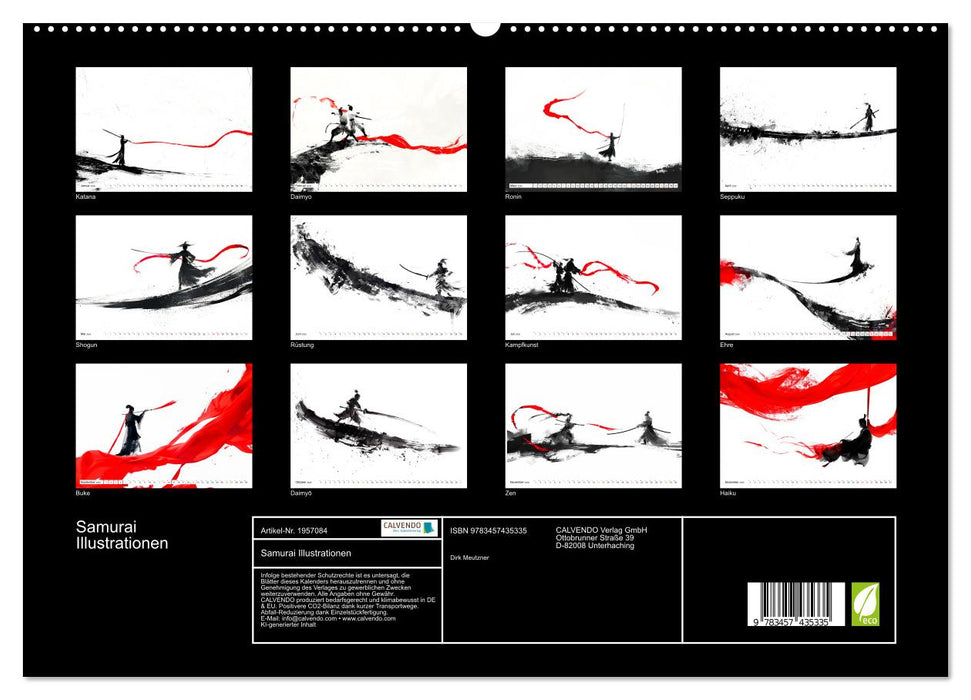 Samurai Illustrationen (CALVENDO Premium Wandkalender 2026)