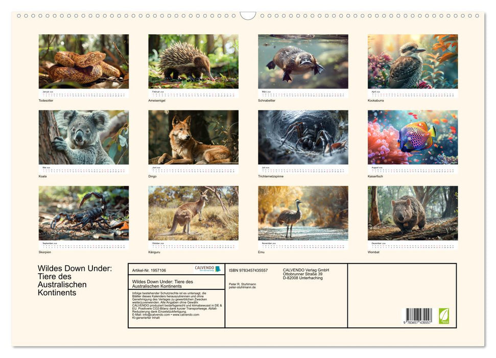 Wildes Down Under: Tiere des Australischen Kontinents (CALVENDO Wandkalender 2026)