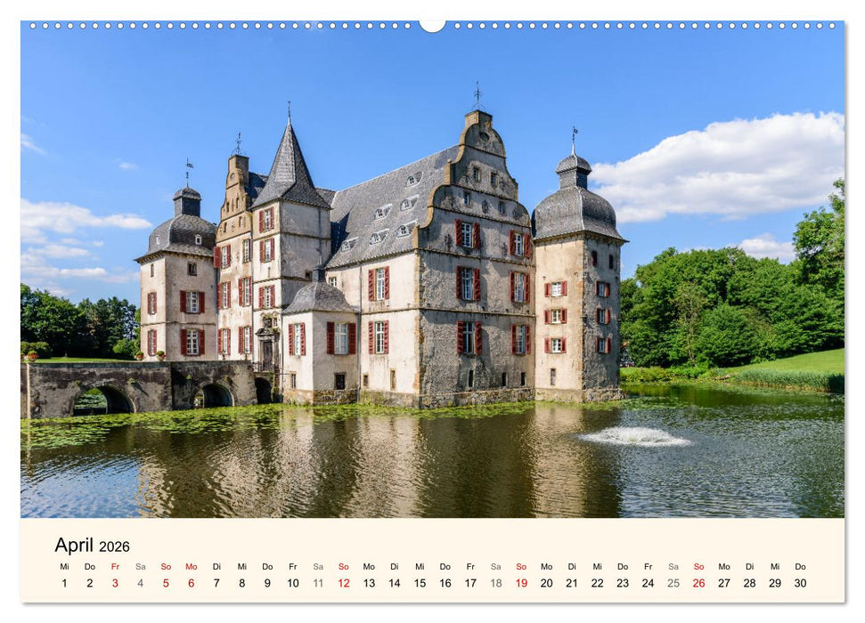 Schlösser und Burgen in NRW (CALVENDO Premium Wandkalender 2026)