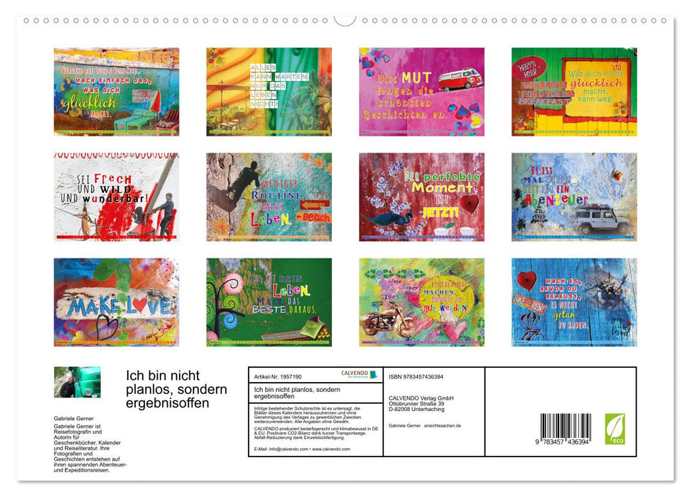 Ich bin nicht planlos, sondern ergebnisoffen (CALVENDO Premium Wandkalender 2026)