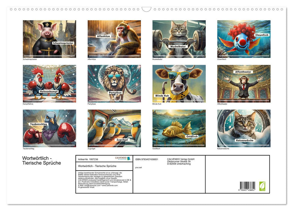 Wortwörtlich - Tierische Sprüche (CALVENDO Wandkalender 2026)