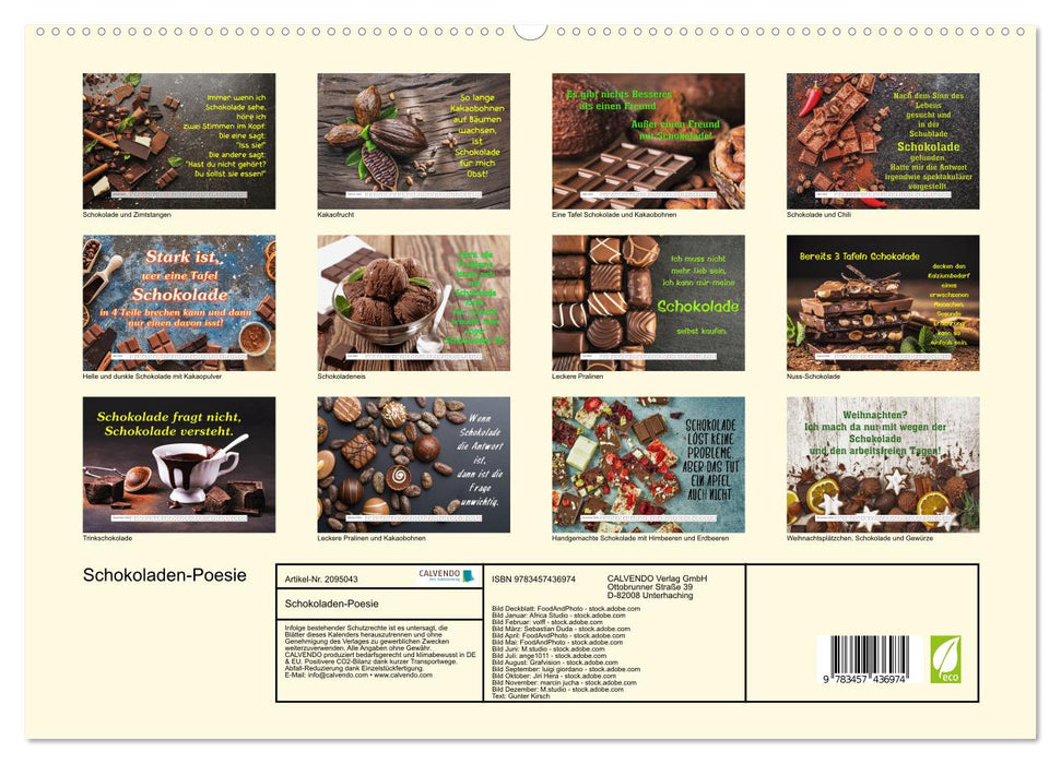 Schokoladen-Poesie (CALVENDO Premium Wandkalender 2026)