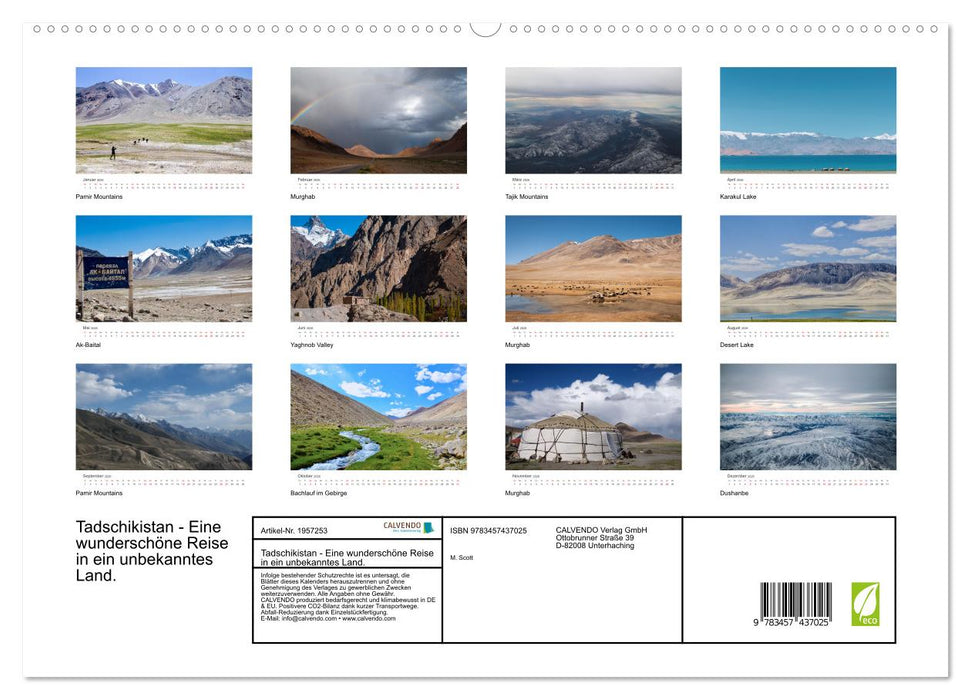 Tadschikistan - Eine wunderschöne Reise in ein unbekanntes Land. (CALVENDO Premium Wandkalender 2026)