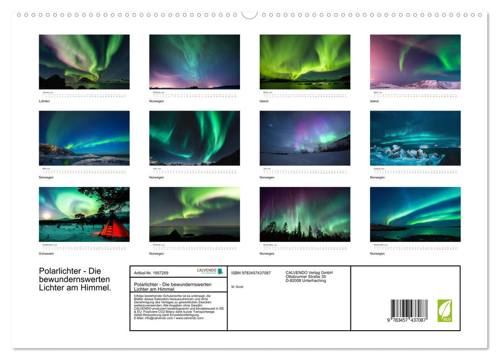 Polarlichter - Die bewundernswerten Lichter am Himmel. (CALVENDO Premium Wandkalender 2026)
