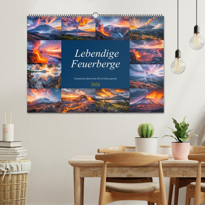 Lebendige Feuerberge - Fantastisch durch eine KI in Szene gesetzt (CALVENDO Wandkalender 2026)