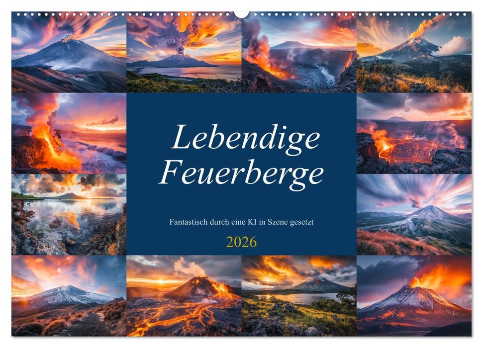 Lebendige Feuerberge - Fantastisch durch eine KI in Szene gesetzt (CALVENDO Wandkalender 2026)