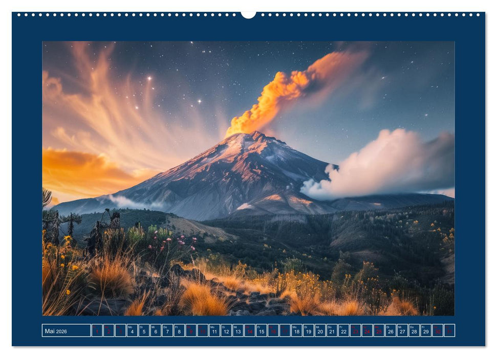 Lebendige Feuerberge - Fantastisch durch eine KI in Szene gesetzt (CALVENDO Wandkalender 2026)