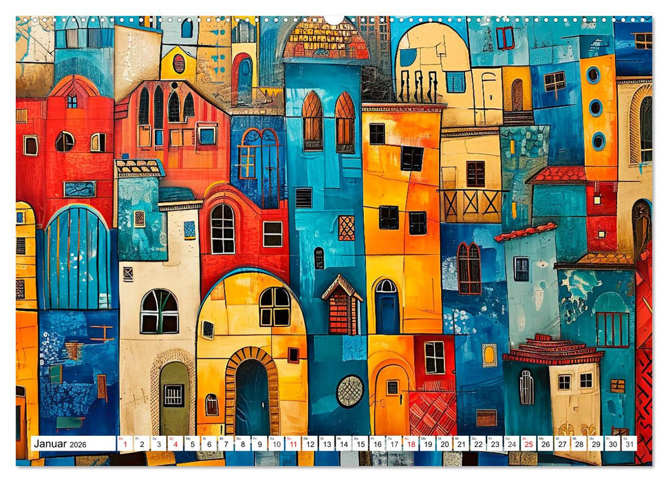 Stadt - Eine farbenfrohe Skyline (CALVENDO Wandkalender 2026)