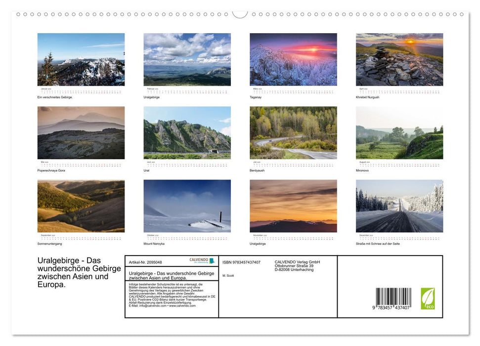 Uralgebirge - Das wunderschöne Gebirge zwischen Asien und Europa. (CALVENDO Premium Wandkalender 2026)