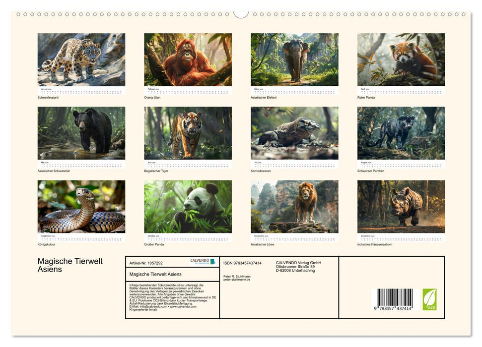 Magische Tierwelt Asiens (CALVENDO Premium Wandkalender 2026)