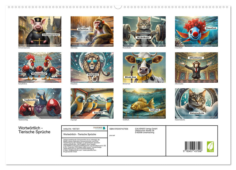 Wortwörtlich - Tierische Sprüche (CALVENDO Premium Wandkalender 2026)