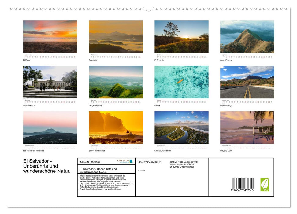 El Salvador - Unberührte und wunderschöne Natur. (CALVENDO Premium Wandkalender 2026)