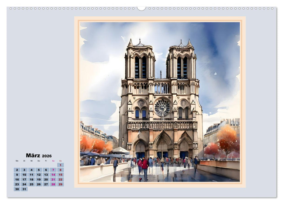 KI spaziert durch Paris (CALVENDO Premium Wandkalender 2026)