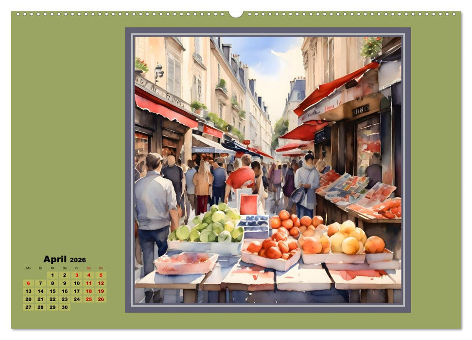 KI spaziert durch Paris (CALVENDO Premium Wandkalender 2026)