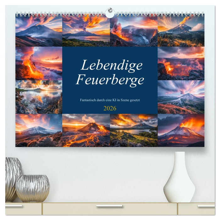 Lebendige Feuerberge - Fantastisch durch eine KI in Szene gesetzt (CALVENDO Premium Wandkalender 2026)