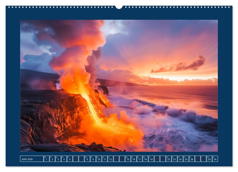 Lebendige Feuerberge - Fantastisch durch eine KI in Szene gesetzt (CALVENDO Premium Wandkalender 2026)