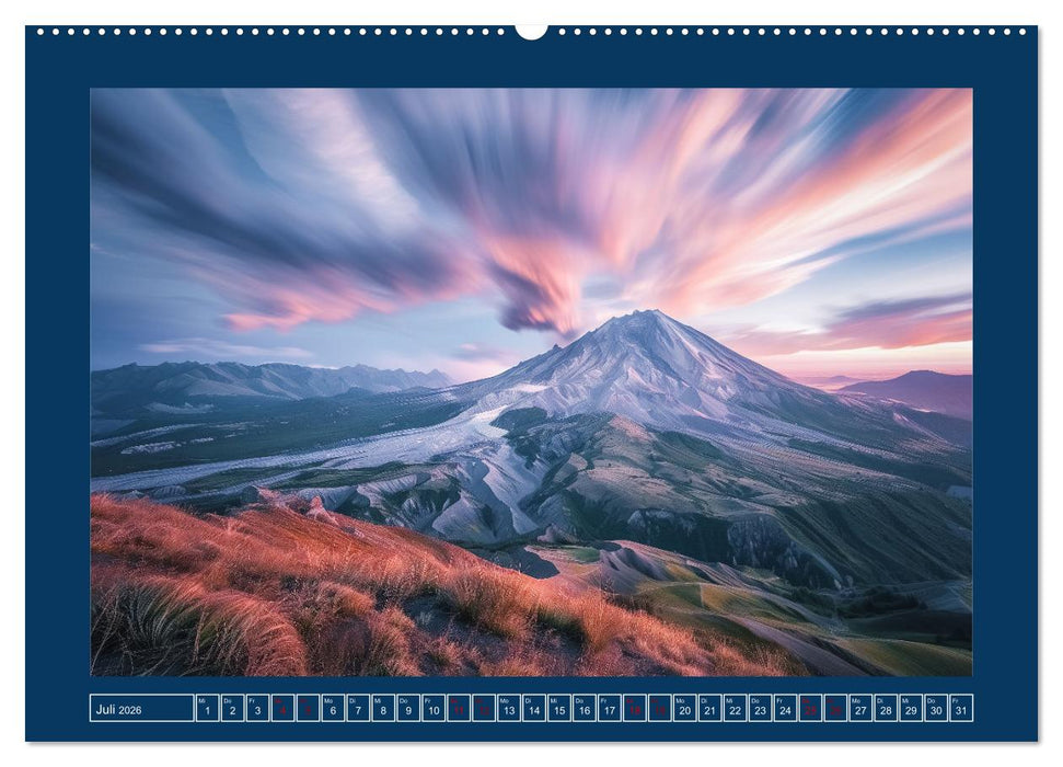 Lebendige Feuerberge - Fantastisch durch eine KI in Szene gesetzt (CALVENDO Premium Wandkalender 2026)