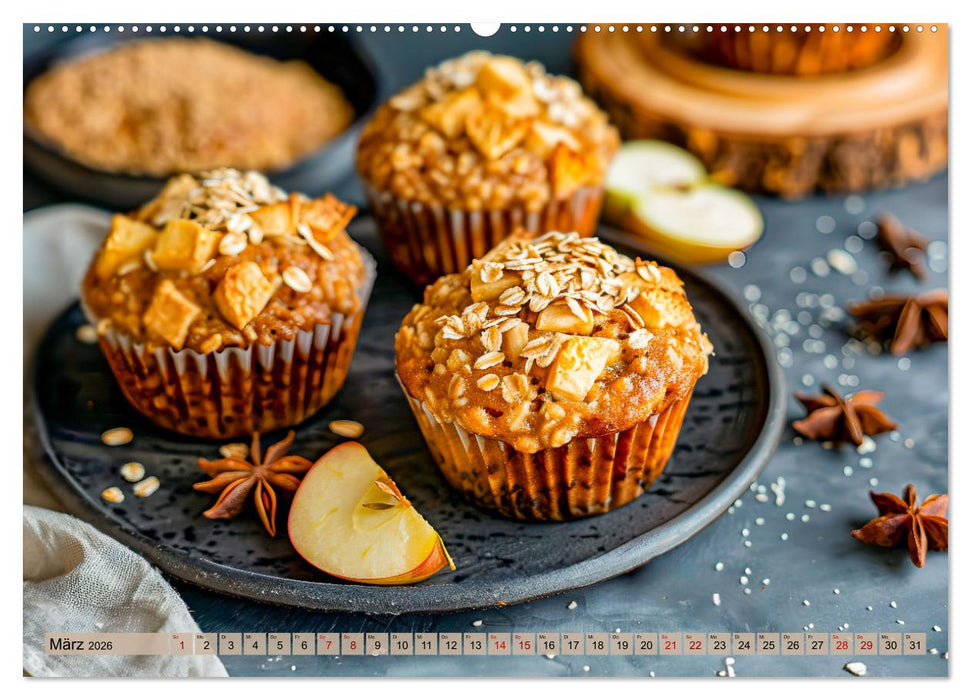 Apfelkuchen satt - Köstliche Kunstwerke aus dem KI-Backofen (CALVENDO Wandkalender 2026)