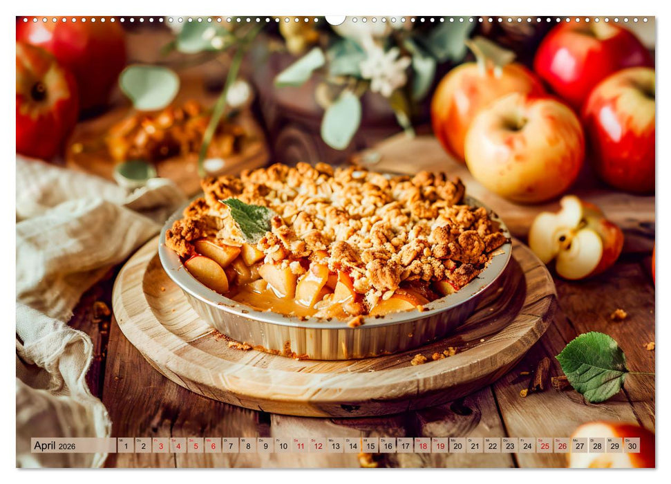 Apfelkuchen satt - Köstliche Kunstwerke aus dem KI-Backofen (CALVENDO Wandkalender 2026)