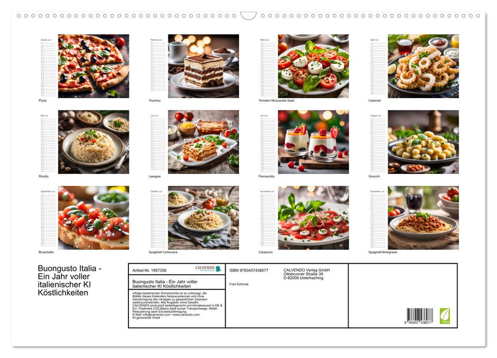 Buongusto Italia - Ein Jahr voller italienischer KI Köstlichkeiten (CALVENDO Wandkalender 2026)