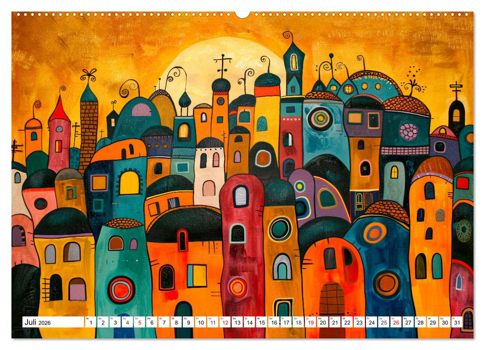 Stadt - Eine farbenfrohe Skyline (CALVENDO Premium Wandkalender 2026)