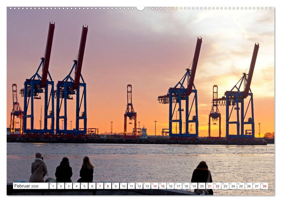 Der Hamburger Hafen - Touristenattraktion, Güterumschlag, Arbeitsstätte (CALVENDO Premium Wandkalender 2026)