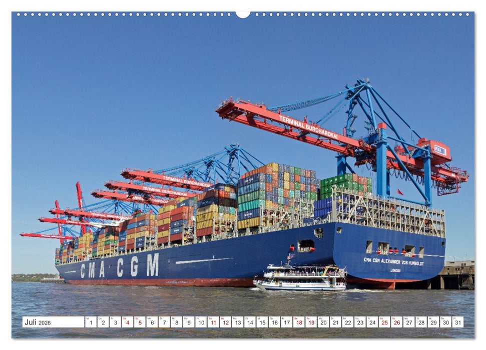 Der Hamburger Hafen - Touristenattraktion, Güterumschlag, Arbeitsstätte (CALVENDO Premium Wandkalender 2026)