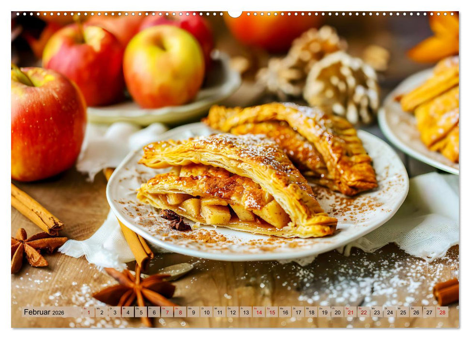 Apfelkuchen satt - Köstliche Kunstwerke aus dem KI-Backofen (CALVENDO Premium Wandkalender 2026)