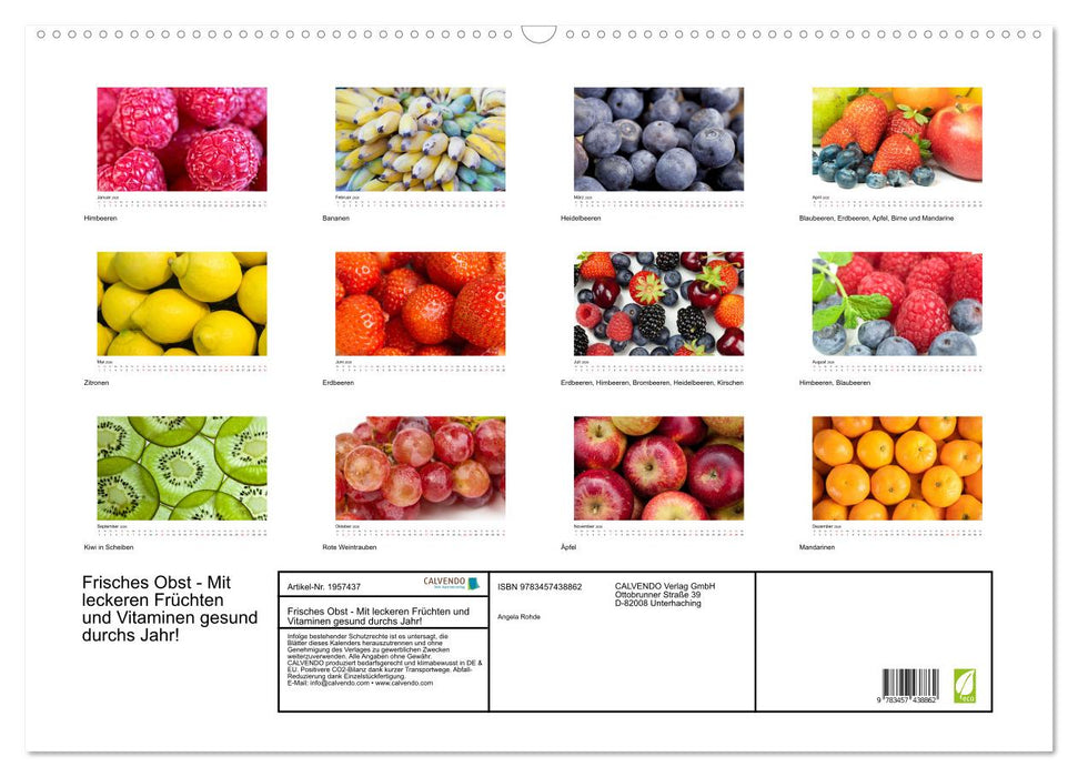 Frisches Obst - Mit leckeren Früchten und Vitaminen gesund durchs Jahr! (CALVENDO Wandkalender 2026)