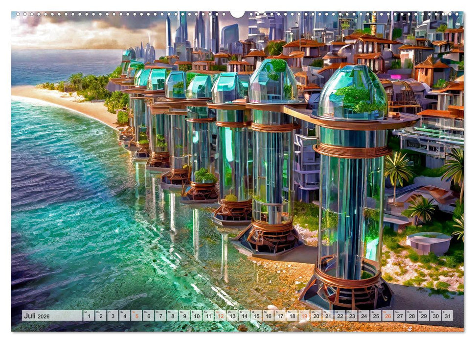 Stadtarchitektur, futuristisch-fantastisch (CALVENDO Premium Wandkalender 2026)