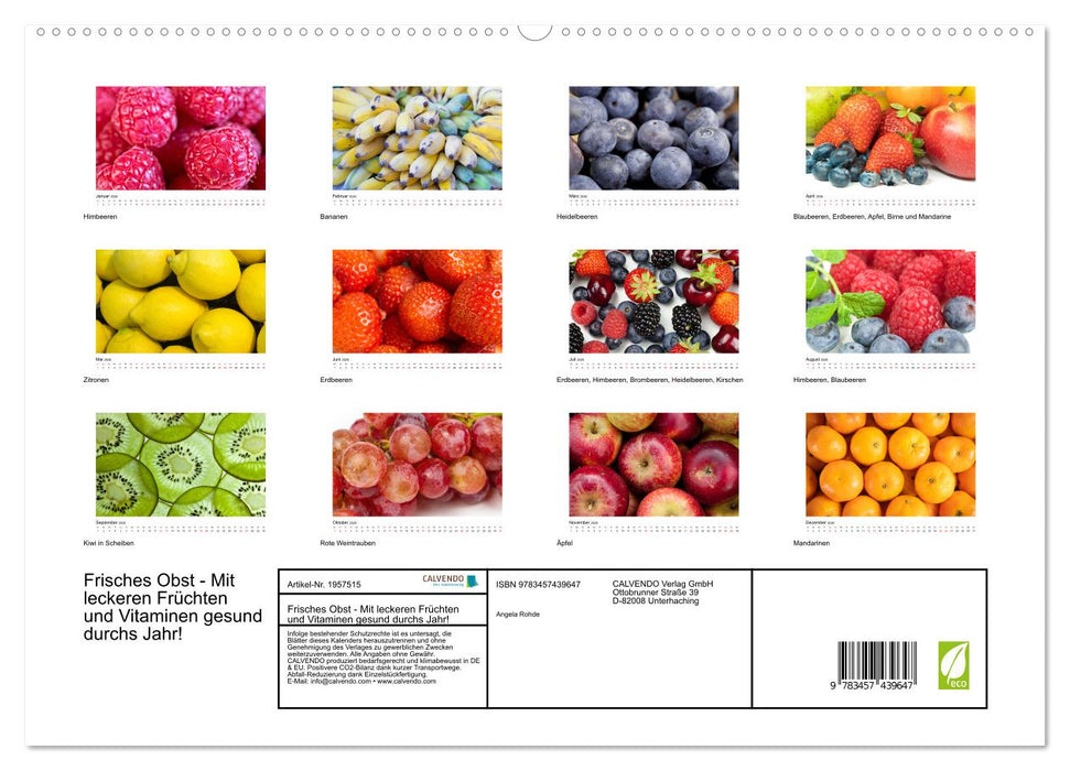 Frisches Obst - Mit leckeren Früchten und Vitaminen gesund durchs Jahr! (CALVENDO Premium Wandkalender 2026)