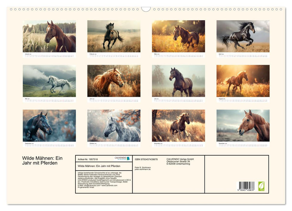Wilde Mähnen: Ein Jahr mit Pferden (CALVENDO Wandkalender 2026)
