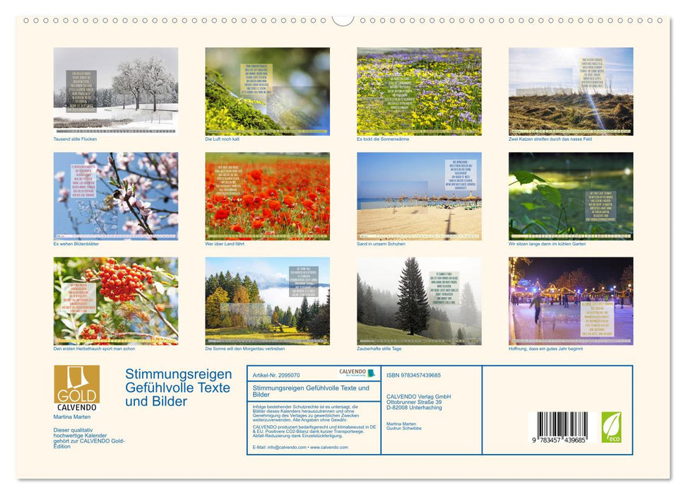 Stimmungsreigen Gefühlvolle Texte und Bilder (CALVENDO Premium Wandkalender 2026)
